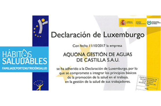 Ir a la noticia Aquona apuesta por la promoción de la salud en el trabajo y se adhiere a la declaración de Luxemburgo